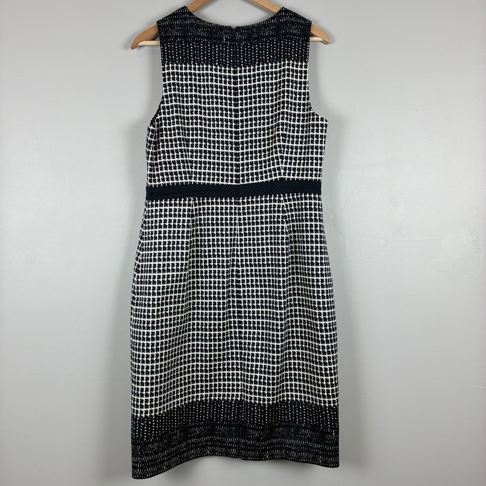 J.Crew Women's 12 Sheath Dress Navy White Check‎ Tweed Work Cocktail Timeless - Picture 9 of 14